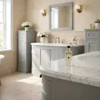 Henley 120 CM Vanity Unit Dove Grey with Stone Resin Gloss White Basin