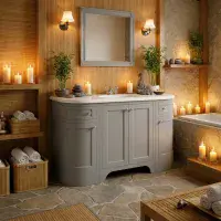 Henley 120 CM Vanity Unit Dove Grey with Stone Resin Gloss White Basin