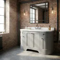 Henley 120 CM Vanity Unit Dove Grey with Stone Resin Gloss White Basin