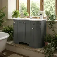 Henley 120 CM Vanity Unit Spa Grey with Stone Resin Gloss White Basin