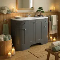 Henley 120 CM Vanity Unit Spa Grey with Stone Resin Gloss White Basin