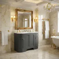 Henley 120 CM Vanity Unit Spa Grey with Stone Resin Gloss White Basin