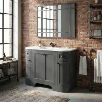 Henley 120 CM Vanity Unit Spa Grey with Stone Resin Gloss White Basin
