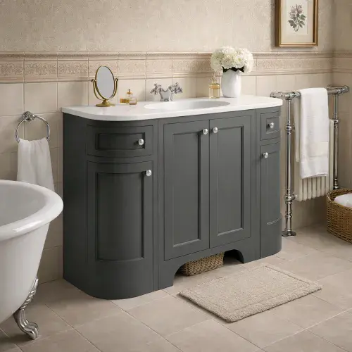 Henley 120 CM Vanity Unit Spa Grey with Stone Resin Gloss White Basin
