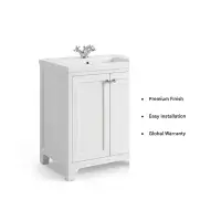 Henley 60 CM Vanity Unit Arctic White with Stone Resin Gloss White Basin