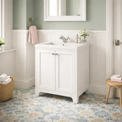 Henley 60 CM Vanity Unit Arctic White with Stone Resin Gloss White Basin