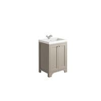 Henley 60 CM Vanity Unit Dovetail Grey with Stone Resin Gloss White Basin