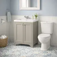 Henley 60 CM Vanity Unit Dovetail Grey with Stone Resin Gloss White Basin