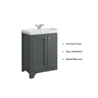 Henley 60 CM Vanity Unit Spa Grey with Stone Resin Gloss White Basin