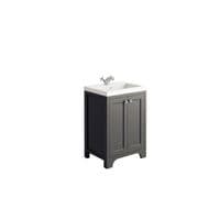 Henley 60 CM Vanity Unit Spa Grey with Stone Resin Gloss White Basin