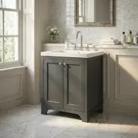 Henley 60 CM Vanity Unit Spa Grey with Stone Resin Gloss White Basin