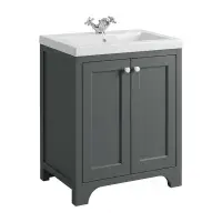 Henley 60 CM Vanity Unit Spa Grey with Stone Resin Gloss White Basin