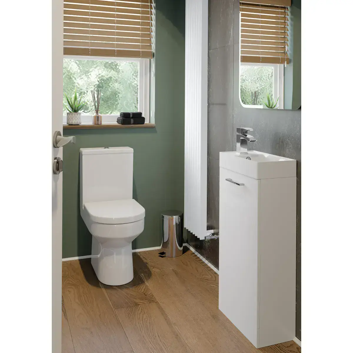 The Bathroom Stop Hobart 510mm Wall Hung 2 Drawer Basin Unit & 1TH Thin Edge Basin - White Gloss