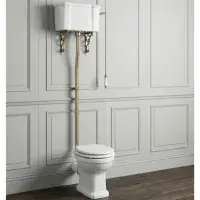 Holborn High Level Toilet | Brushed Brass Flush Pipe & Lever