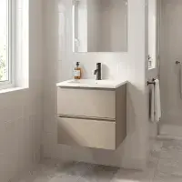 Hue 600mm Cocoa Brown Wall Hung Vanity Unit & Basin | Bathcenter