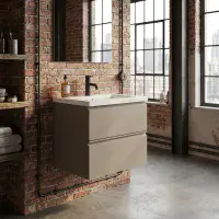 Hue 600mm Cocoa Brown Wall Hung Vanity Unit & Basin | Bathcenter