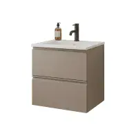 Hue 600mm Cocoa Brown Wall Hung Vanity Unit & Basin | Bathcenter