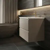 Hue 600mm Cocoa Brown Wall Hung Vanity Unit & Basin | Bathcenter