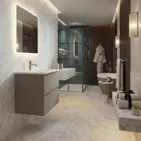 Hue 600mm Cocoa Brown Wall Hung Vanity Unit & Basin | Bathcenter