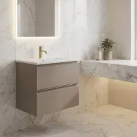Hue 600mm Cocoa Brown Wall Hung Vanity Unit & Basin | Bathcenter