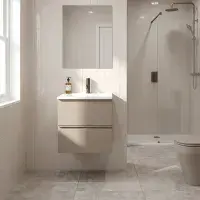 Hue 600mm Cocoa Brown Wall Hung Vanity Unit & Basin | Bathcenter