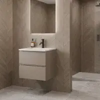Hue 600mm Cocoa Brown Wall Hung Vanity Unit & Basin | Bathcenter