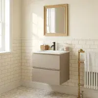 Hue 600mm Cocoa Brown Wall Hung Vanity Unit & Basin | Bathcenter