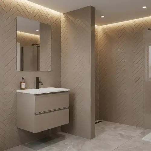 Hue 600mm Cocoa Brown 2 Drawer Wall Hung Vanity Unit & Ceramic Basin