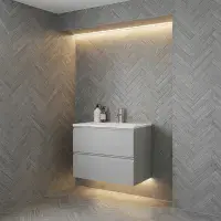 Hue 600mm Matt Grey Wall Hung Vanity Unit & Basin | Bathcenter