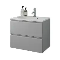 Hue 600mm Matt Grey Wall Hung Vanity Unit & Basin | Bathcenter