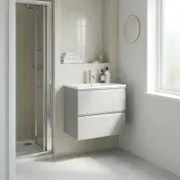 Hue 600mm Matt Grey Wall Hung Vanity Unit & Basin | Bathcenter