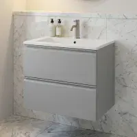 Hue 600mm Matt Grey Wall Hung Vanity Unit & Basin | Bathcenter