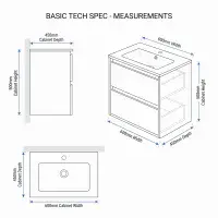 Hue 600mm Matt White Wall Hung Vanity Unit & Basin | Bathcenter