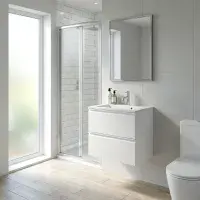 Hue 600mm Matt White Wall Hung Vanity Unit & Basin | Bathcenter