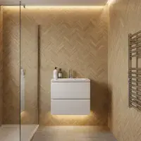 Hue 600mm Matt White Wall Hung Vanity Unit & Basin | Bathcenter