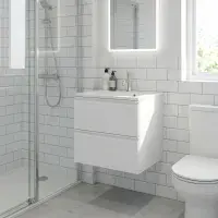 Hue 600mm Matt White Wall Hung Vanity Unit & Basin | Bathcenter