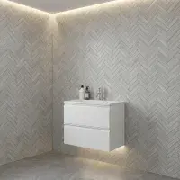 Hue 600mm Matt White Wall Hung Vanity Unit & Basin | Bathcenter