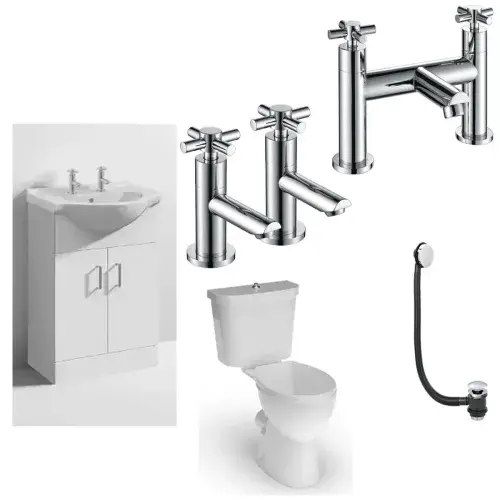 Icare Assist Vanity Unit and Toilet Set withs Taps