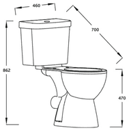 Icare Disabled Close Coupled Raised Height Toilet, Lever Cistern
