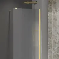 Iconplus Fluted Brushed Brass 1000mm Walk in Shower Screen, Optional Side Panel