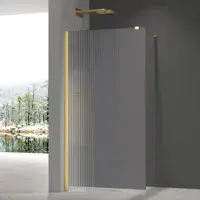Iconplus Fluted Brushed Brass 900mm Walk in Shower Screen, Optional Side Panel