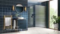 Iconplus Fluted Brushed Brass 900mm Walk in Shower Screen, Optional Side Panel
