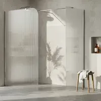 Iconplus Fluted Chrome 1000mm Walk in Shower Screen, Optional Side Panel