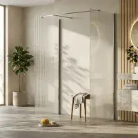 Iconplus Fluted Chrome 1000mm Walk in Shower Screen, Optional Side Panel