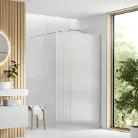 Iconplus Fluted Chrome 1000mm Walk in Shower Screen, Optional Side Panel