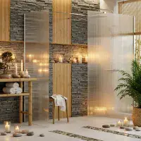 Iconplus Fluted Chrome 1000mm Walk in Shower Screen, Optional Side Panel