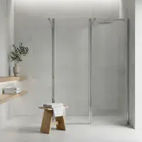 Iconplus Fluted Chrome 1000mm Walk in Shower Screen, Optional Side Panel
