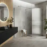 Iconplus Fluted Chrome 1200mm Walk in Shower Screen, Optional Side Panel