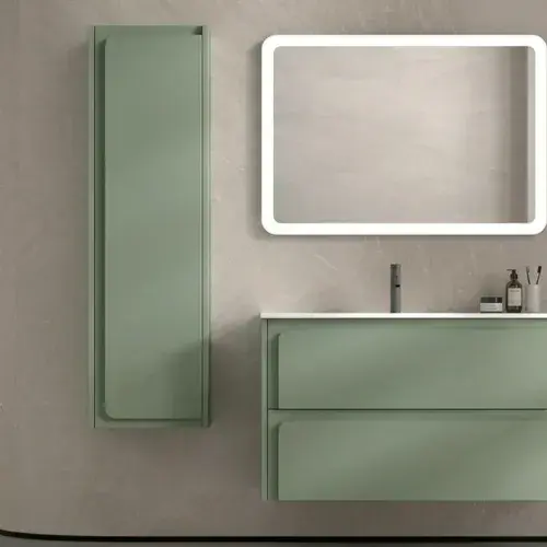 Indico 300mm Matt Green Wall Hung 1 Door Tall Storage Unit