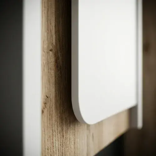 Indico 300mm Matt White / Oak Wall Hung 1 Door Tall Storage Unit